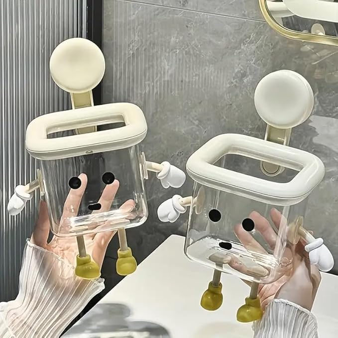 StickoBuddy No-Drill Suction Wall Storage Pod – Cute Bathroom Organizer for Toothbrush, Cosmetics & Small Essentials