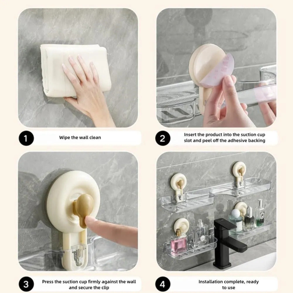 preffers No-Drill Suction Rack for Sink – Bathroom Organizer Shelf